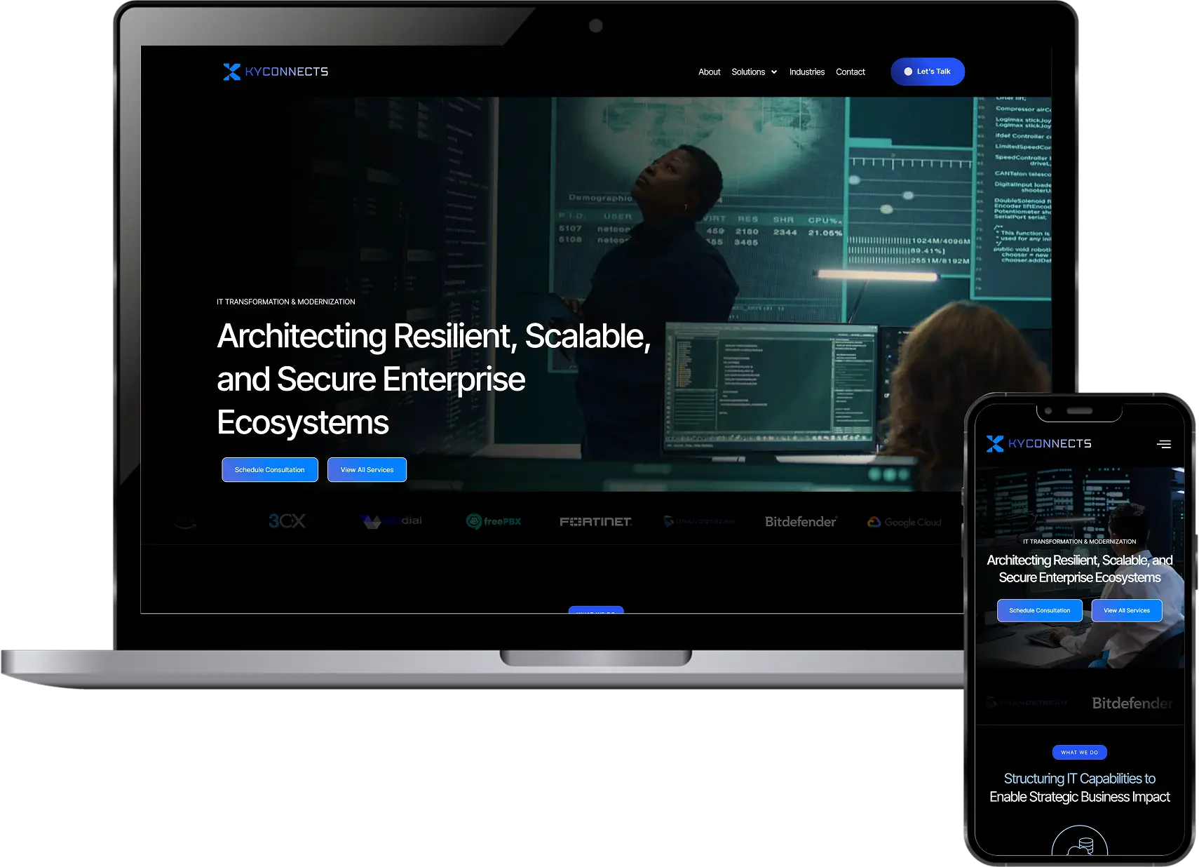 IT company website design for KY Connects enterprise solutions