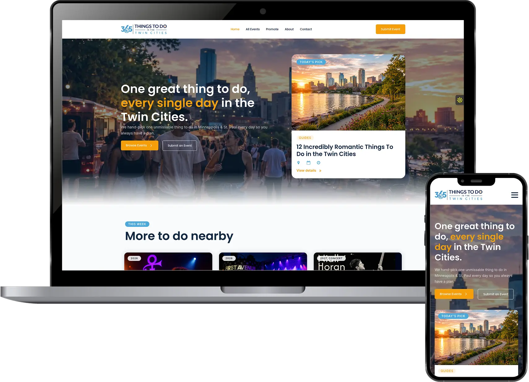 Modern event discovery platform website for Minneapolis and Saint Paul designed by Abdul Rehman