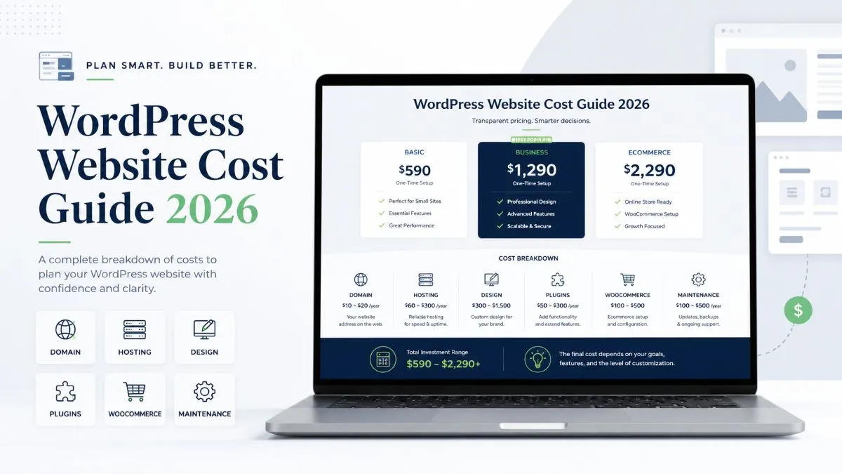 WordPress website cost guide 2026 pricing breakdown for business websites